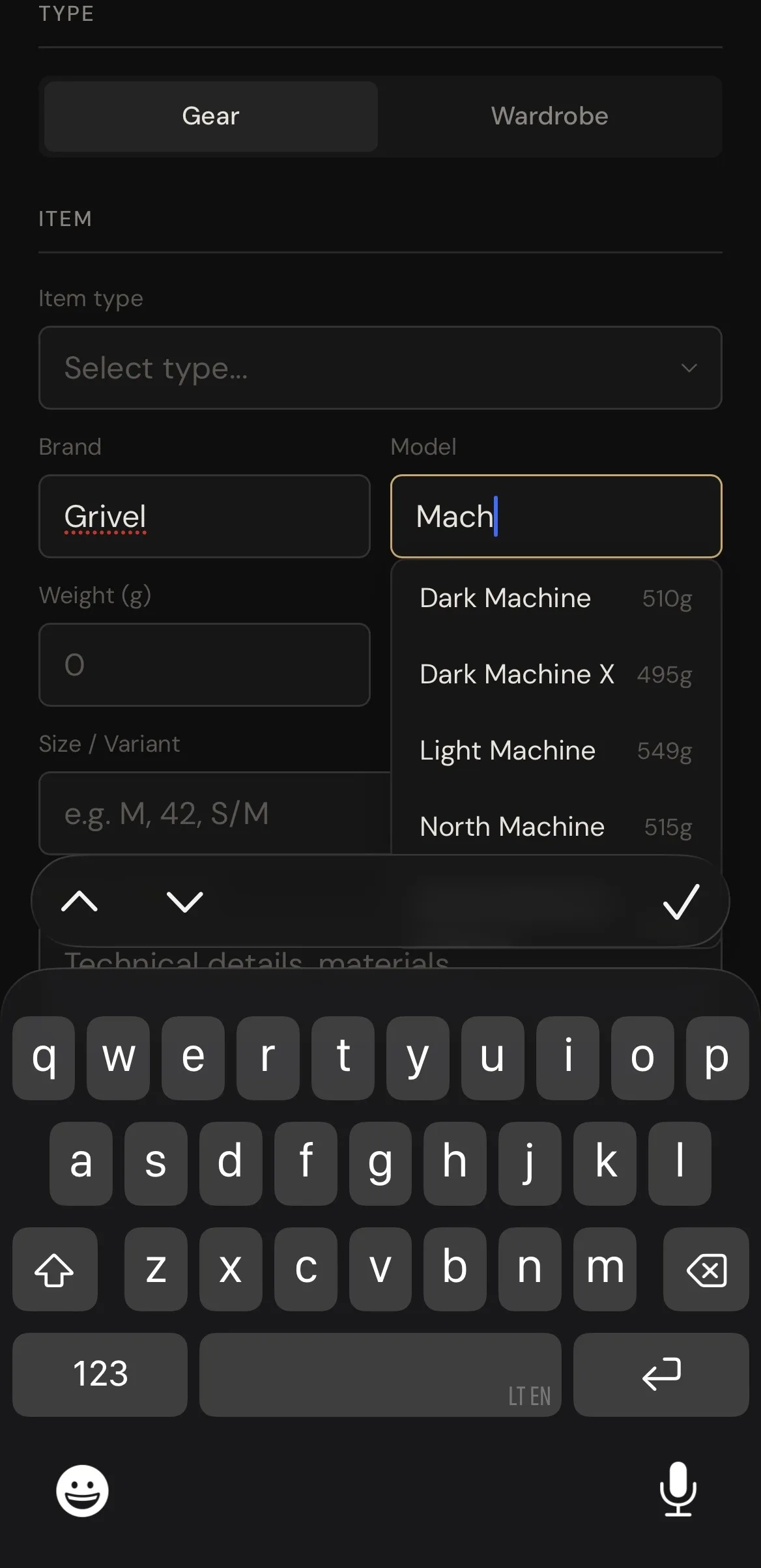 Add item and settings
